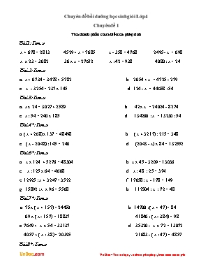 Chuyên đề bồi dưỡng học sinh giỏi môn Toán Lớp 4